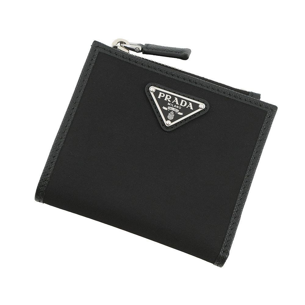 Prada Bi fold Wallet Re Triangle Compact Black